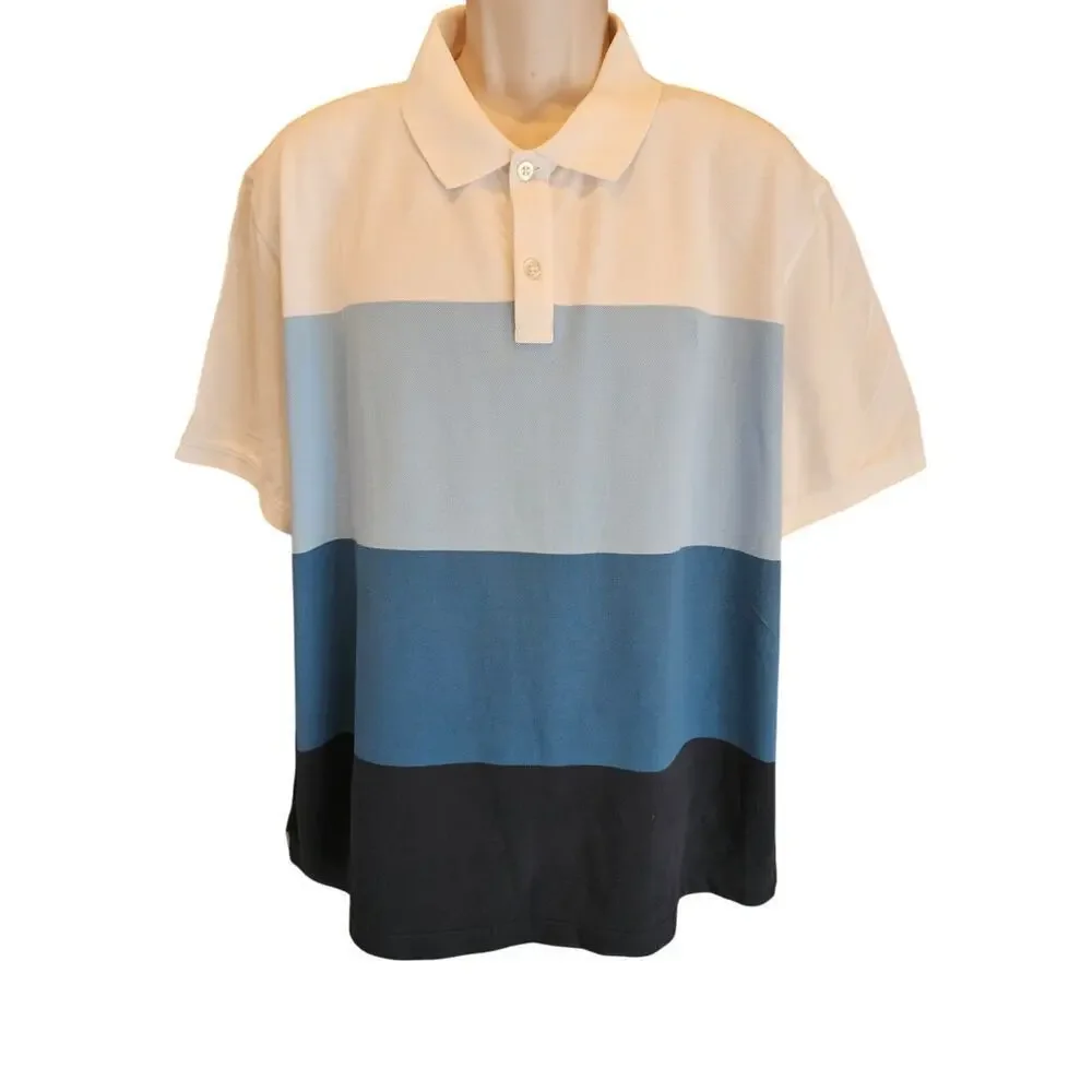 Banana republic XXL 2XL pique color block blue white polo EUC casual comfort